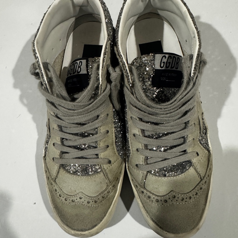 Golden Goose Gray and Silver Sneakers